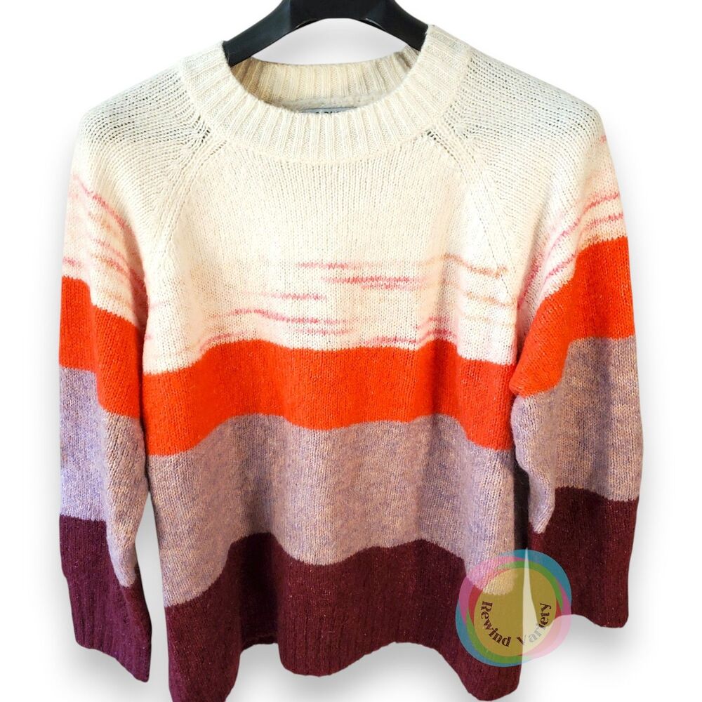 Old Navy Sunset Color Block Wool Blend Sweater XXL Maroon